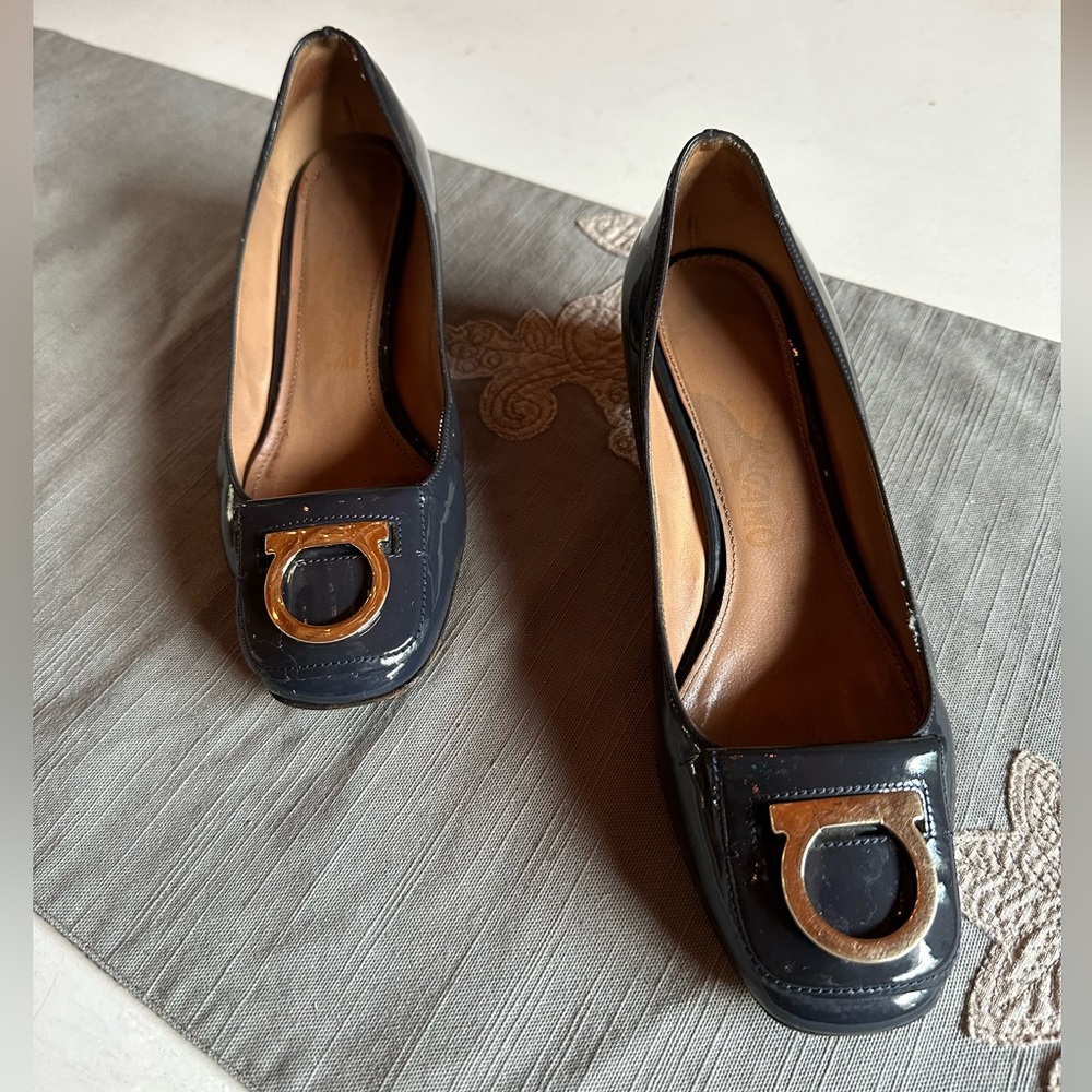 Salvatore Ferragamo - Blue Patent Leather Pumps